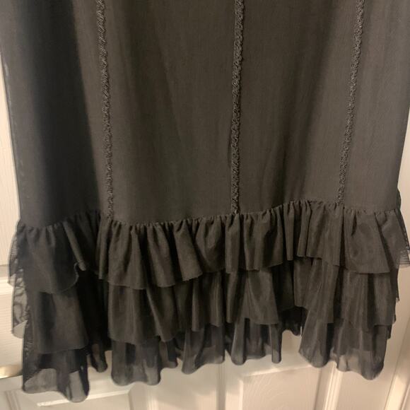 Alberto Makali Women's Ruffled Midi Skirt Size 12 NEW Black Tiered Romantic - Picture 4 of 7